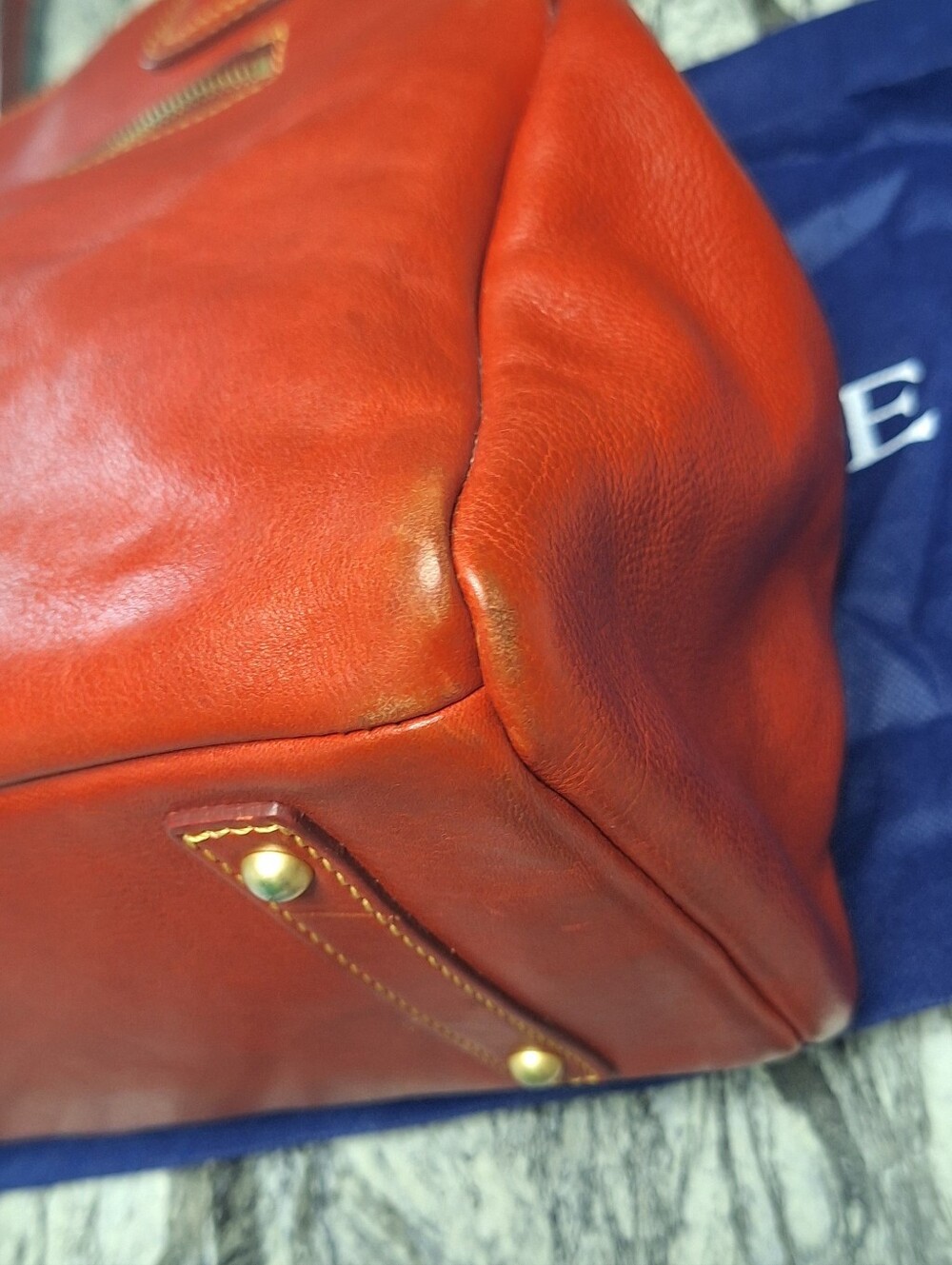 Dooney and Bourke Florentine Leather Pocket Shopper, RED, GUC - Picture 8 of 16